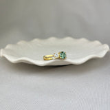 18ct Yellow Gold Enhanced Green Diamond Trilogy Ring
