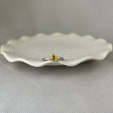 Platinum 18ct Gold Yellow Sapphire Solitaire Compass Claw Ring
