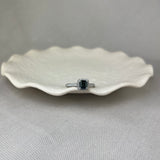 Platinum Teal Sapphire Diamond Square Halo Cluster Ring