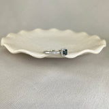 Platinum Teal Sapphire Diamond Square Halo Cluster Ring