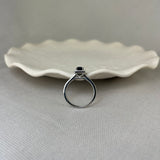 Platinum Teal Sapphire Diamond Square Halo Cluster Ring