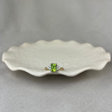 9ct Yellow Gold Peridot Diamond Emerald Cut Trefoil Ring