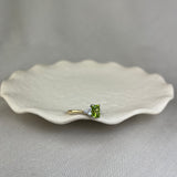 9ct Yellow Gold Peridot Diamond Emerald Cut Trefoil Ring