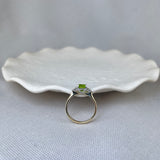 9ct Yellow Gold Peridot Diamond Emerald Cut Trefoil Ring
