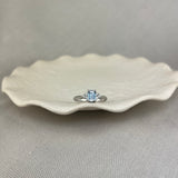 9ct White Gold Aquamarine Diamond Emerald Cut Trefoil Ring