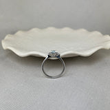 9ct White Gold Aquamarine Diamond Emerald Cut Trefoil Ring
