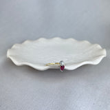 18ct Yellow Gold Diamond Ruby Toi Et Moi Two Stone Sparkle Shoulder Ring