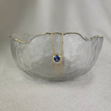 18ct Yellow Gold Tanzanite Diamond Crescent Moon Necklace