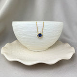 18ct Yellow Gold Tanzanite Diamond Crescent Moon Necklace