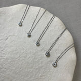 9ct White Gold Diamond Solitaire Brilliant Cut Rubover Necklace