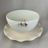18ct Yellow Gold Tanzanite Diamond Crescent Moon Hoop Earrings