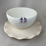 Vintage Design Sterling Silver Amethyst Lever Back Earrings