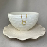Vintage Design Sterling Silver Gold Plated Mother of Pearl Flower Necklace