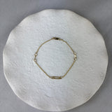 9ct Yellow Gold Paperclip Chain Link Station Bracelet