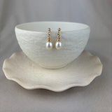 9ct Yellow Gold River Pearl Bead Drop Earrings 7.5mm