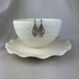 9ct White Gold Circles Marquise Shape Drop Earrings