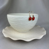 9ct Yellow Gold Red Coral Drop Earrings