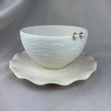 9ct Yellow Gold Pearl Diamond Wishbone Stud Earrings 5mm