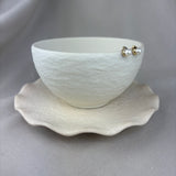 9ct Yellow Gold Pearl Diamond Wishbone Stud Earrings 5mm