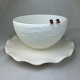 9ct Yellow Gold Garnet Claw Set Stud Earrings