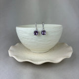 Vintage Design Sterling Silver Purple Amethyst CZ Drop Earrings