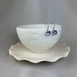 Vintage Design Sterling Silver Purple Amethyst CZ Drop Earrings