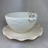 Sterling Silver River Pearl Oval Hoop Earrings 9-10mm