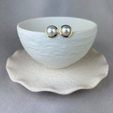 9ct Yellow Gold Mabé Pearl Stud Earrings 10-11mm