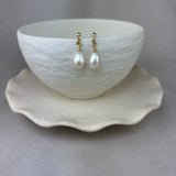 9ct Yellow Gold River Pearl Bead Drop Earrings 8-9mm