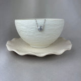 Vintage Design Sterling Silver Deco Halo CZ Necklace*