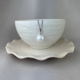 9ct White Gold Large White Nucleated Pearl Pendant 14-15mm
