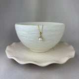 9ct Yellow Gold Pearl Diamond Wishbone Pendant 6mm