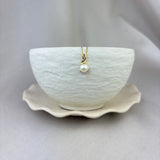 9ct Yellow Gold Pearl & Diamond Twist Wishbone Pendant 6.5mm