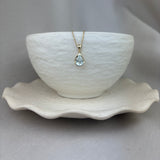 9ct Yellow Gold Aquamarine Diamond Pear Shape Pendant