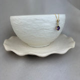 9ct Yellow Gold Amethyst Diamond Twist Top Pendant