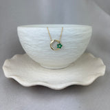9ct Yellow Gold Emerald Diamond Flower Circle Necklace