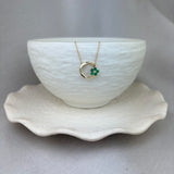 9ct Yellow Gold Emerald Diamond Flower Circle Necklace