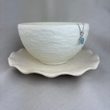 9ct White Gold Blue Topaz Diamond Cushion Pendant