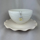 Vintage Design Sterling Silver Canary Yellow CZ Duo Necklace