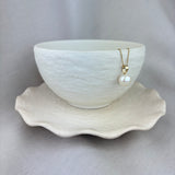 9ct Yellow Gold White River Pearl Round Shape Pendant 10-10.5mm