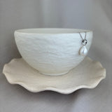 9ct White Gold River Pearl Drop Shape Pendant 9-10mm