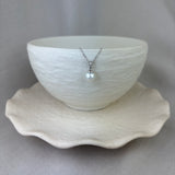 18ct White Gold River Pearl Diamond Pendant 7-7.5mm