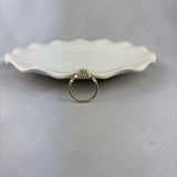 9ct Yellow Gold Aquamarine Diamond Scalloped Shoulder Ring