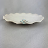 Vintage Design Sterling Silver Opal CZ Flower Cluster Ring