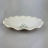 Vintage Design Sterling Silver Opal CZ Flower Cluster Ring