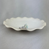 Vintage Design Sterling Silver Opal CZ Flower Cluster Ring