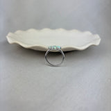 Vintage Design Sterling Silver Opal CZ Flower Cluster Ring