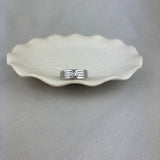 9ct White Gold Diamond Ribbed Wide Band Ring
