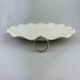 9ct White Gold Diamond Ribbed Wide Band Ring