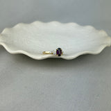 18ct Gold Purple Sapphire Diamond Round Brilliant Cut Scatter Shoulder Ring 0.28ct